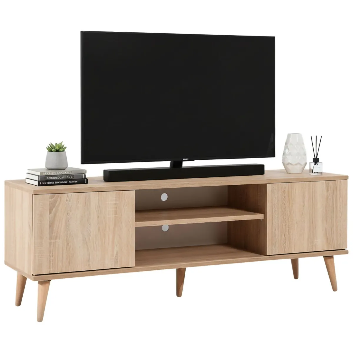 Mobili Porta Tv > Dmora Mobile TV quercia 140x40x50h cm 2 ante - Argegno Marrone Quercia