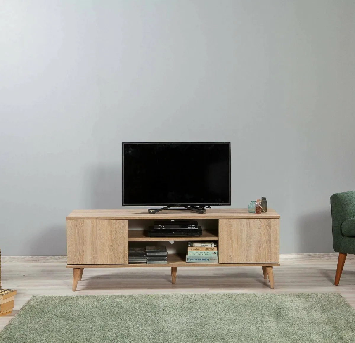 Mobili Porta Tv > Dmora Mobile TV quercia 140x40x50h cm 2 ante - Argegno Marrone Quercia