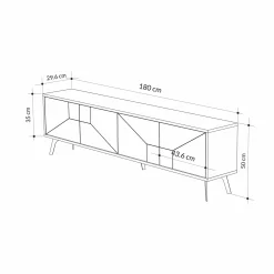 Mobili Porta Tv > Dmora Mobile TV quercia 180x29x50h cm 4 ante - OlgadiKiev Marrone Quercia