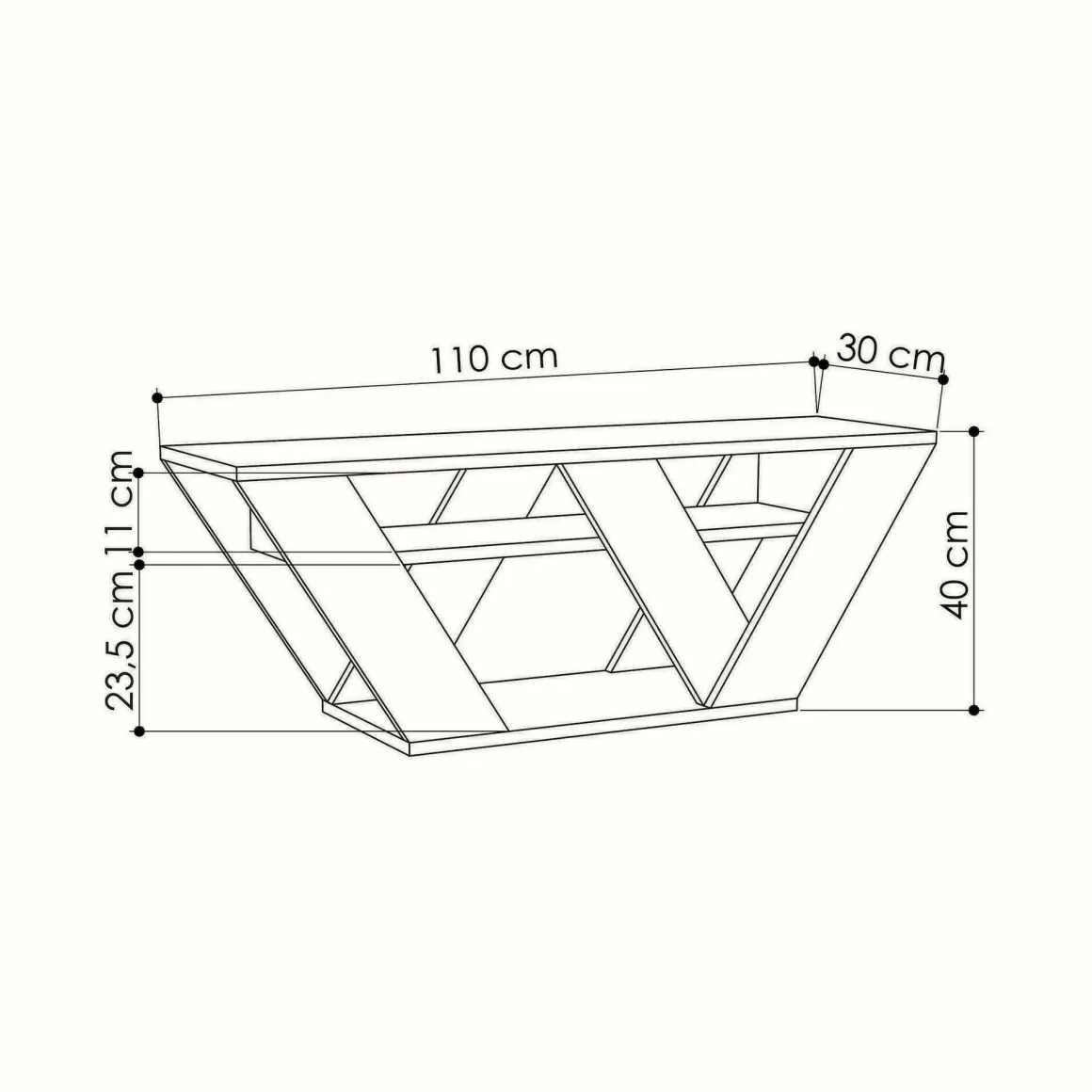 Mobile TV quercia 110x30x40h cm in legno - Amazzonite