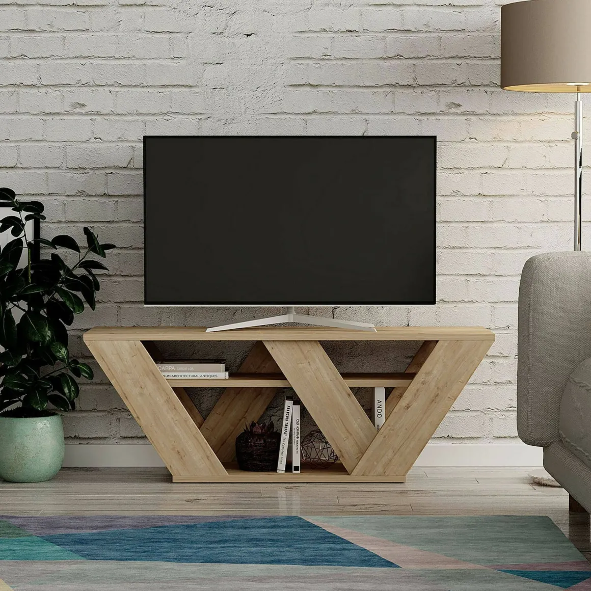 Mobile TV quercia 110x30x40h cm in legno - Amazzonite