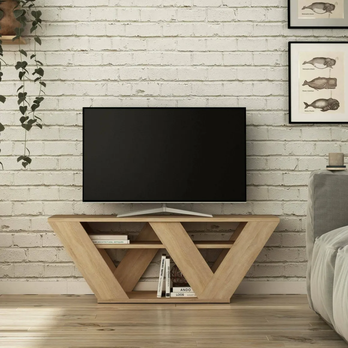 Mobile TV quercia 110x30x40h cm in legno - Amazzonite