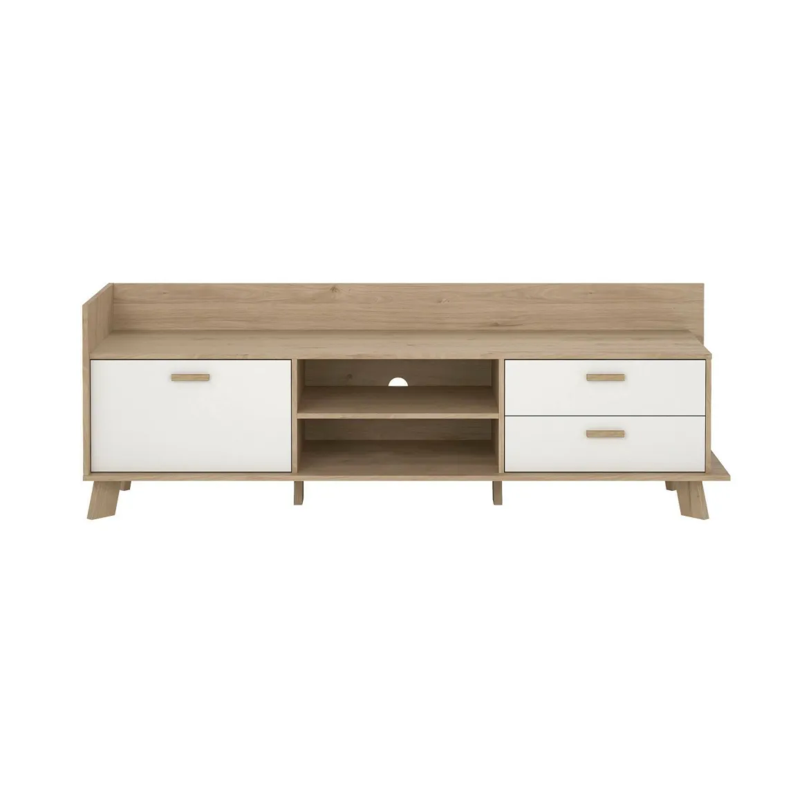 Mobile TV rovere e bianco 181x51x61h cm 2 ante e 1 cassetto - Agathis
