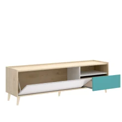 Mobili Porta Tv|Salotto > Dmora Mobile TV rovere e grigio 155x43x47h cm modulabile con 1 cassetto - Axterix Grigio, Marrone Rovere