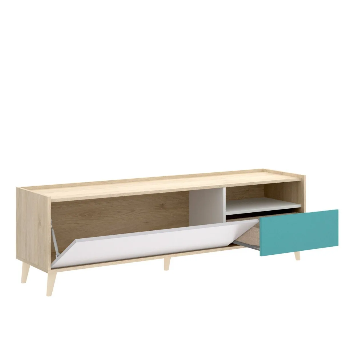 Mobili Porta Tv|Salotto > Dmora Mobile TV rovere e grigio 155x43x47h cm modulabile con 1 cassetto - Axterix Grigio, Marrone Rovere