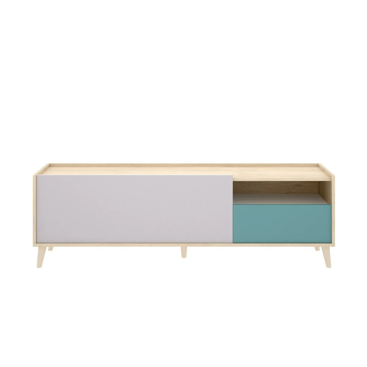 Mobili Porta Tv|Salotto > Dmora Mobile TV rovere e grigio 155x43x47h cm modulabile con 1 cassetto - Axterix Grigio, Marrone Rovere