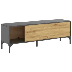 Mobili Porta Tv|Salotto > Dmora Mobile TV rovere nodi e antracite 132x38x44h cm modulabile - Porcia Nero Antracite, Marrone Rovere Nodi