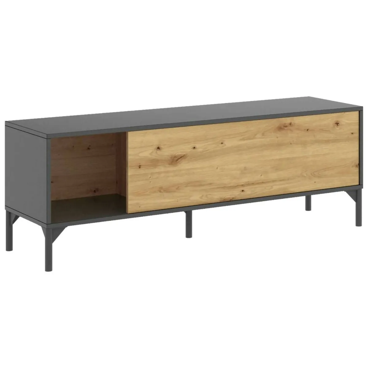 Mobili Porta Tv|Salotto > Dmora Mobile TV rovere nodi e antracite 132x38x44h cm modulabile - Porcia Nero Antracite, Marrone Rovere Nodi