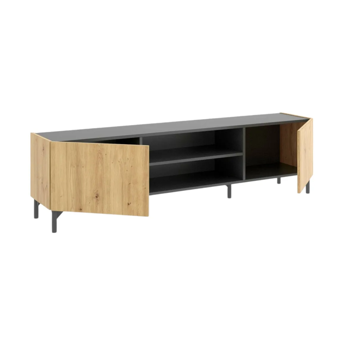 Mobile TV rovere nodi e antracite 161x35x45h cm 2 ante - Arya