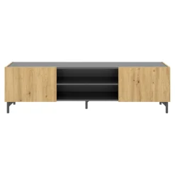 Mobile TV rovere nodi e antracite 161x35x45h cm 2 ante - Arya