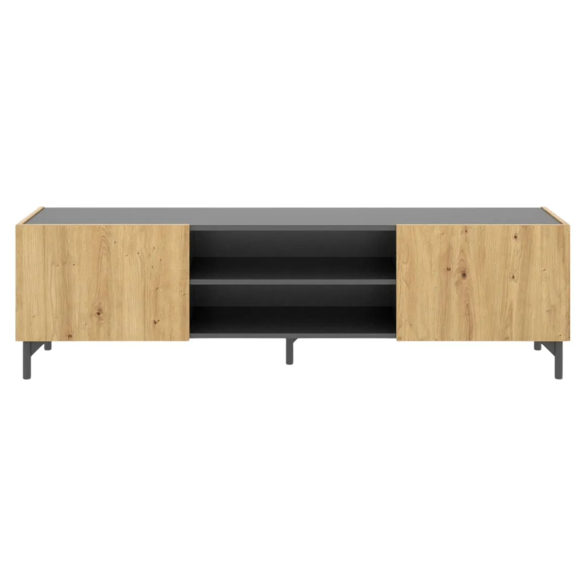 Mobile TV rovere nodi e antracite 161x35x45h cm 2 ante - Arya
