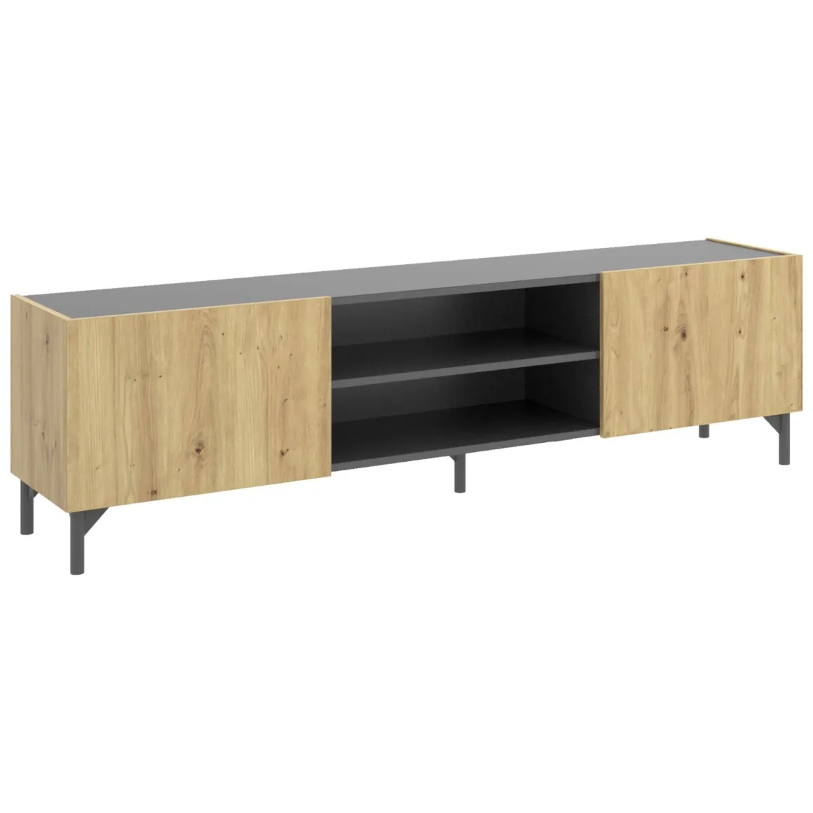 Mobile TV rovere nodi e antracite 161x35x45h cm 2 ante - Arya