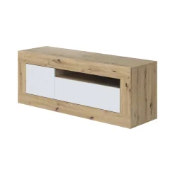 Salotto > Dmora Mobile TV rovere nodi e bianco 139x42x53h cm 2 ante - Kunzite Bianco, Marrone Rovere Nodi
