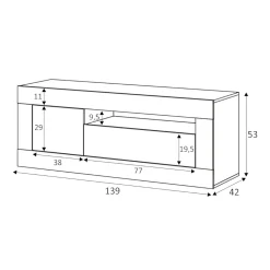 Salotto > Dmora Mobile TV rovere nodi e bianco 139x42x53h cm 2 ante - Kunzite Bianco, Marrone Rovere Nodi