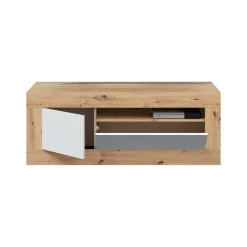 Salotto > Dmora Mobile TV rovere nodi e bianco 139x42x53h cm 2 ante - Kunzite Bianco, Marrone Rovere Nodi