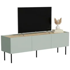 Mobile TV verde e rovere 150x40x52h cm 3 ante - Calanna