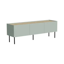 Mobili Porta Tv > Dmora Mobile TV verde e rovere 200x40x52h cm 4 ante - Scopa Marrone, Verde Rovere