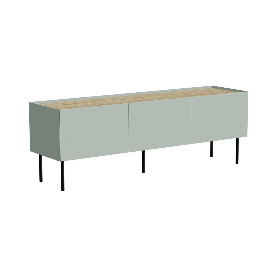 Mobili Porta Tv > Dmora Mobile TV verde e rovere 200x40x52h cm 4 ante - Scopa Marrone, Verde Rovere