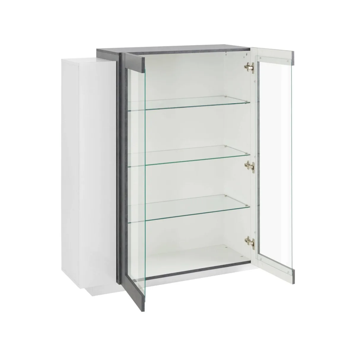 Cucina|Salotto > Dmora Mobile vetrina 2 ante 120x45x115h cm bianco lucido e ardesia - Austino Grigio Ardesia, Bianco Lucido