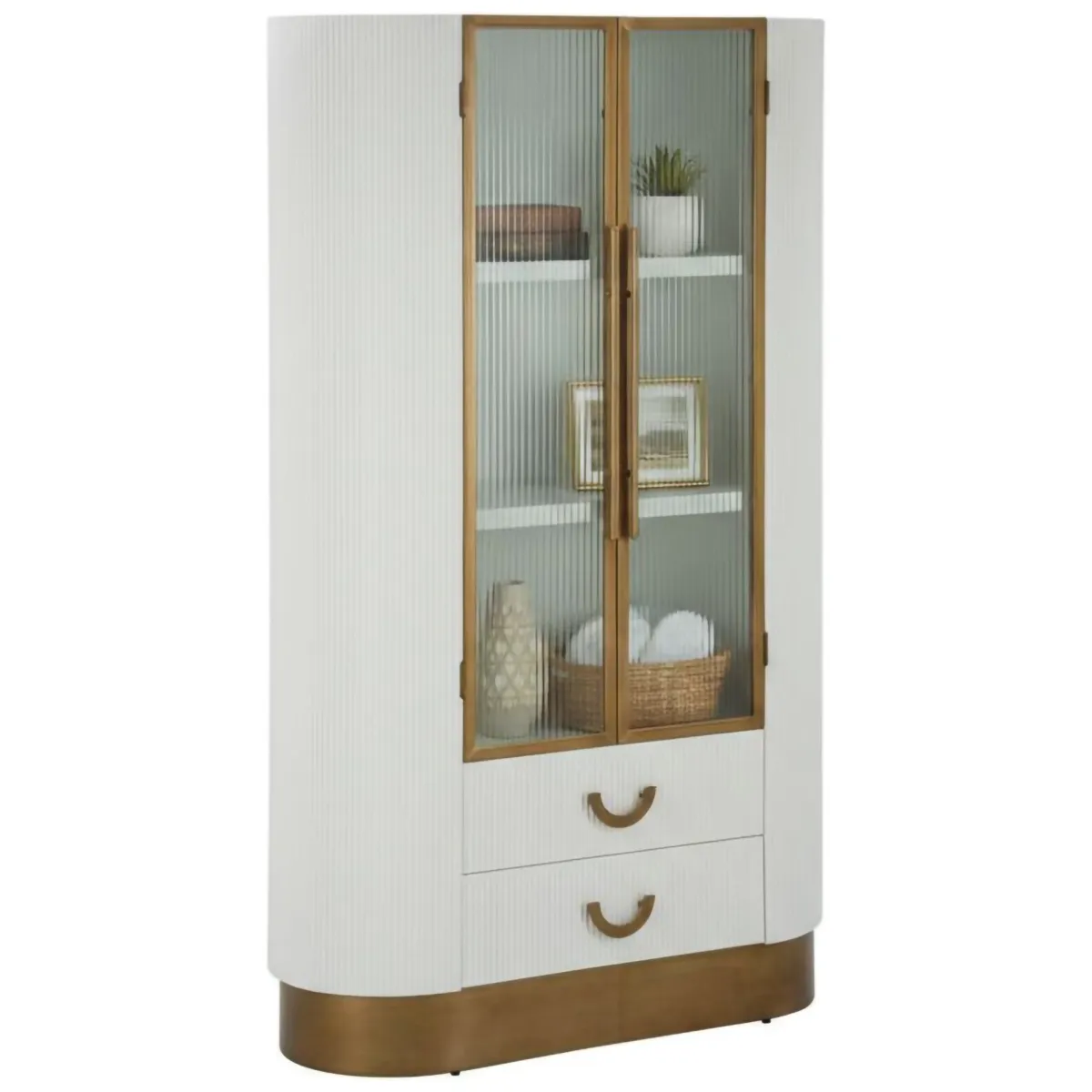 Vetrine > Dmora Mobile vetrina 2 ante 85x40x160h cm bianco e marrone - Sable Marrone, Bianco