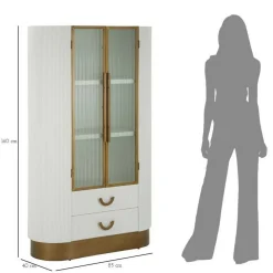 Vetrine > Dmora Mobile vetrina 2 ante 85x40x160h cm bianco e marrone - Sable Marrone, Bianco