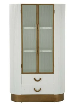 Vetrine > Dmora Mobile vetrina 2 ante 85x40x160h cm bianco e marrone - Sable Marrone, Bianco