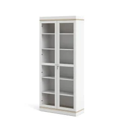 Mobile vetrina 2 ante 88x36x200h cm bianco e quercia - Axinte