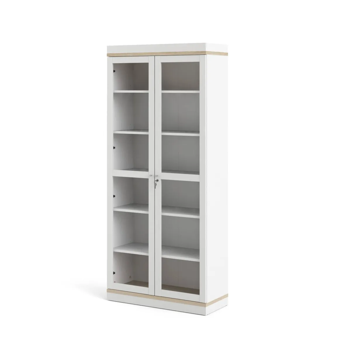 Mobile vetrina 2 ante 88x36x200h cm bianco e quercia - Axinte