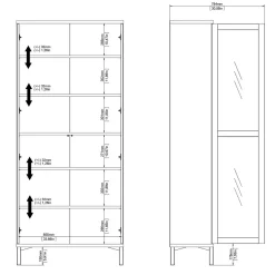 Mobile vetrina 2 ante 88x36x202h cm bianco e quercia - Hudhud