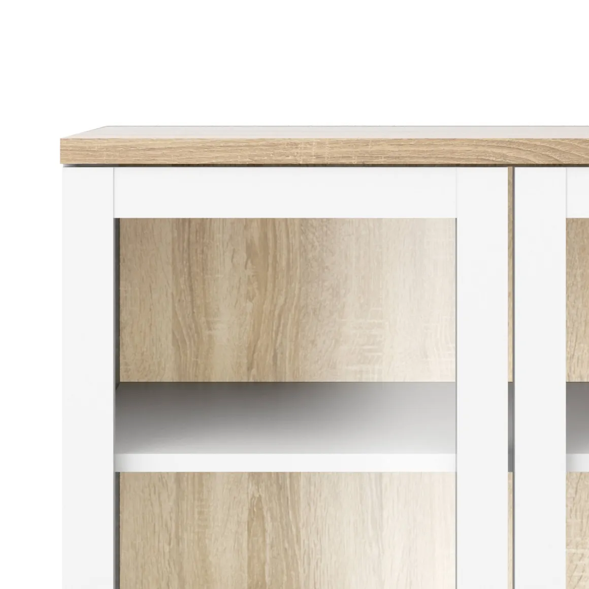 Mobile vetrina 2 ante 88x36x202h cm bianco e quercia - Hudhud