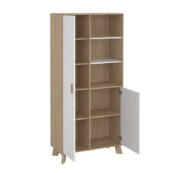 Vetrine > Dmora Mobile vetrina 2 ante 88x39x188h cm rovere e bianco - Mirinae Bianco, Marrone Rovere