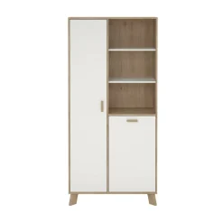 Vetrine > Dmora Mobile vetrina 2 ante 88x39x188h cm rovere e bianco - Mirinae Bianco, Marrone Rovere