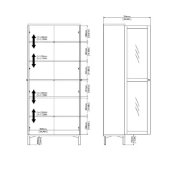 Vetrine > Dmora Mobile vetrina luminoso 2 ante 88x36x202h cm - Wutip Bianco