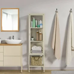 Mobile vetrina minimal in metallo 42x35x160h cm panna - Laces