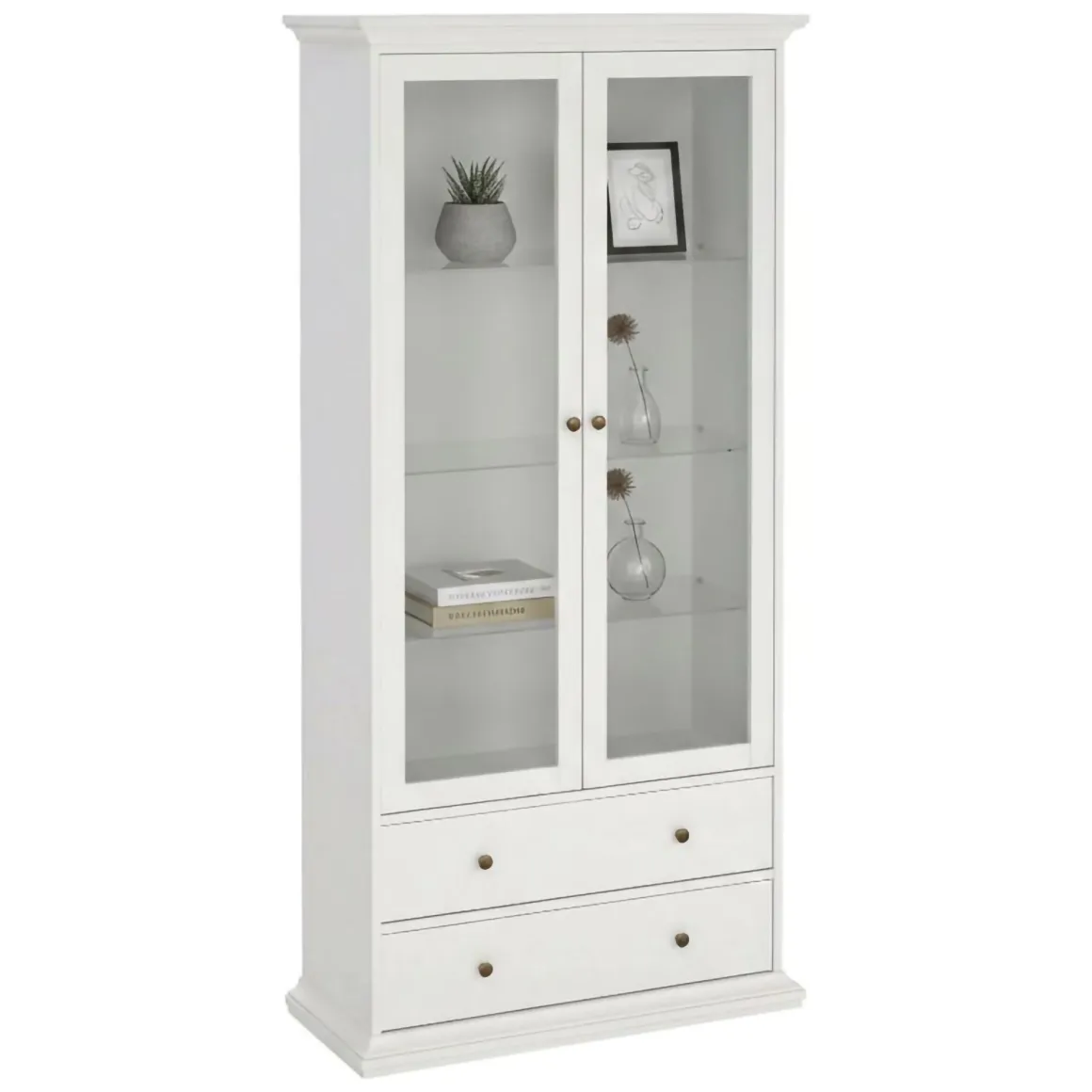 Mobile vetrina vintage 2 ante 96x41x200h cm bianco - Honore