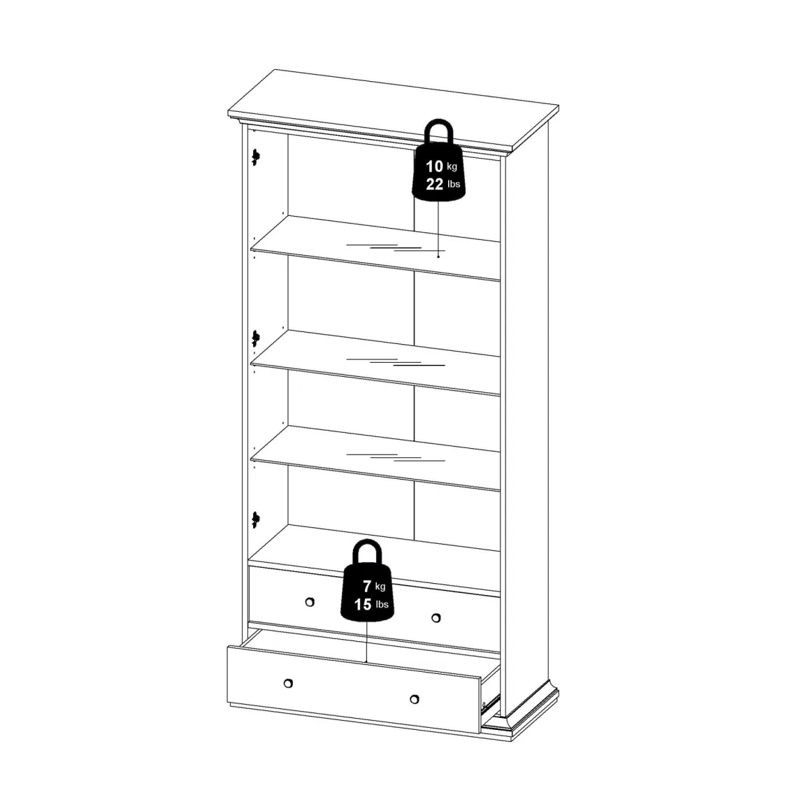 Mobile vetrina vintage 2 ante 96x41x200h cm bianco - Honore