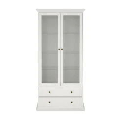 Mobile vetrina vintage 2 ante 96x41x200h cm bianco - Honore