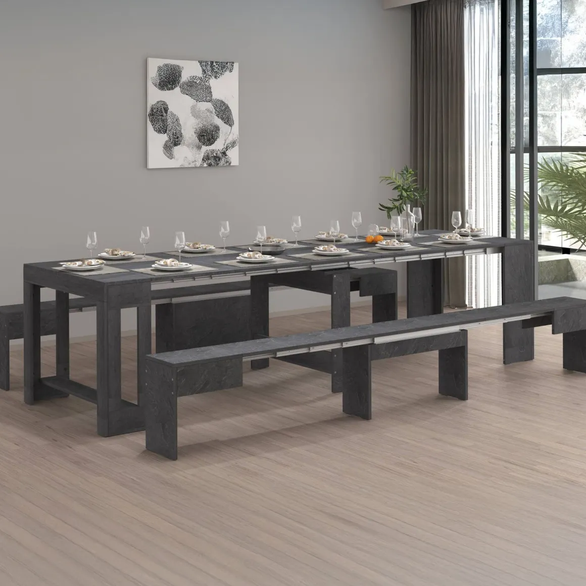 Panca allungabile ardesia 290x25x45h cm - Quedan