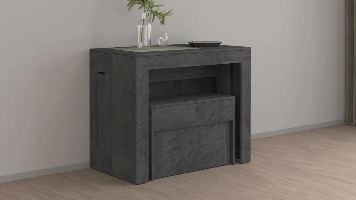 Panche > Dmora Panca ardesia estensibile 290x25x45h cm - Yutu Grigio Ardesia