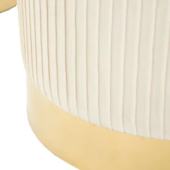 Panca Bianco Crema oro con due Sgabelli, Panca Contenitore Materiale Struttura in Metallo 80x37x42h cm, Colore Seduta Bianco - Soroti