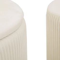 Panca Bianco Crema oro con due Sgabelli, Panca Contenitore Materiale Struttura in Metallo 80x37x42h cm, Colore Seduta Bianco - Soroti