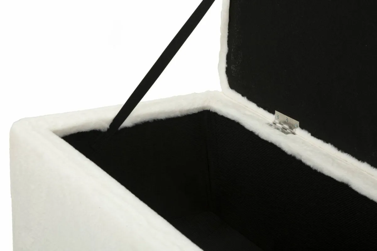 Panche > Dmora Panca contenitore rivestita bianca e oro 112x42x50h cm - Aiano Oro, Bianco