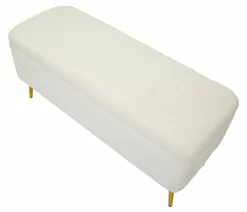 Panche > Dmora Panca contenitore rivestita bianca e oro 112x42x50h cm - Aiano Oro, Bianco