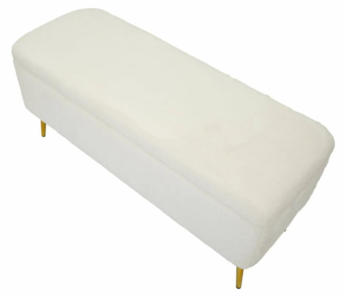 Panche > Dmora Panca contenitore rivestita bianca e oro 112x42x50h cm - Aiano Oro, Bianco