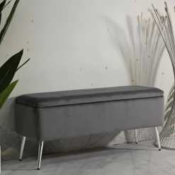 Panca elegante grigia e argento 112x42x50h cm - Aiano