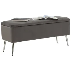 Panca elegante grigia e argento 112x42x50h cm - Aiano