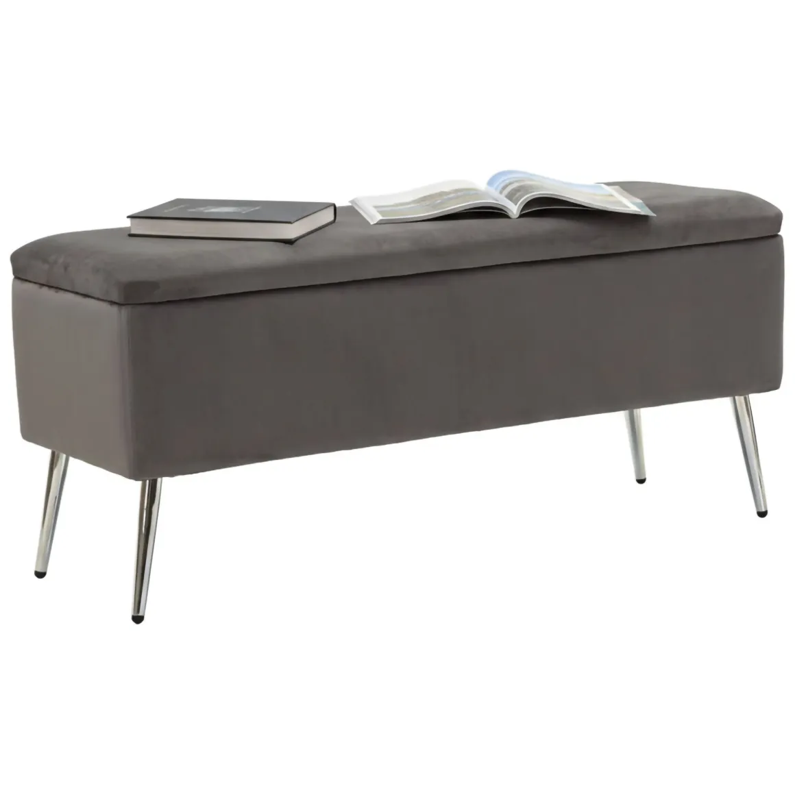 Panca elegante grigia e argento 112x42x50h cm - Aiano