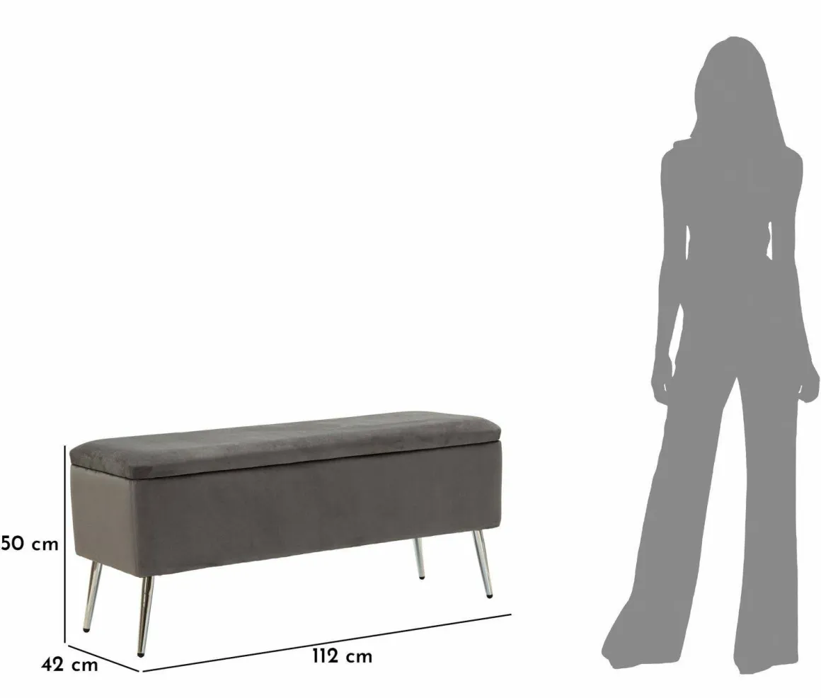 Panca elegante grigia e argento 112x42x50h cm - Aiano