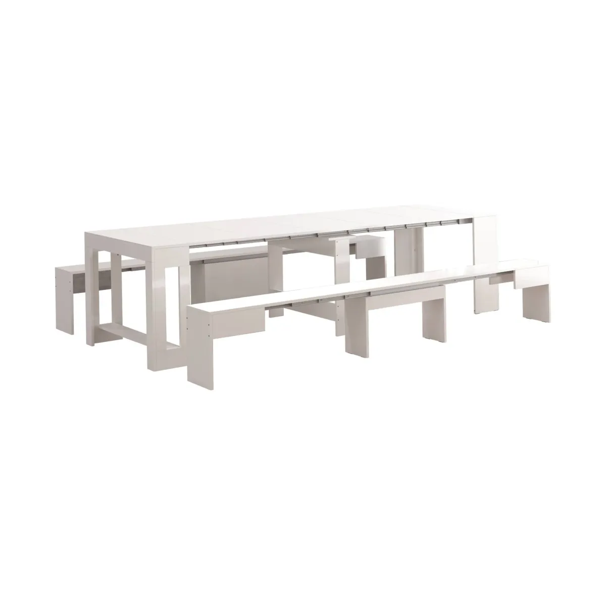 Panche > Dmora Panca estensibile bianca lucida 290x25x45h cm - Quedan Bianco Lucido