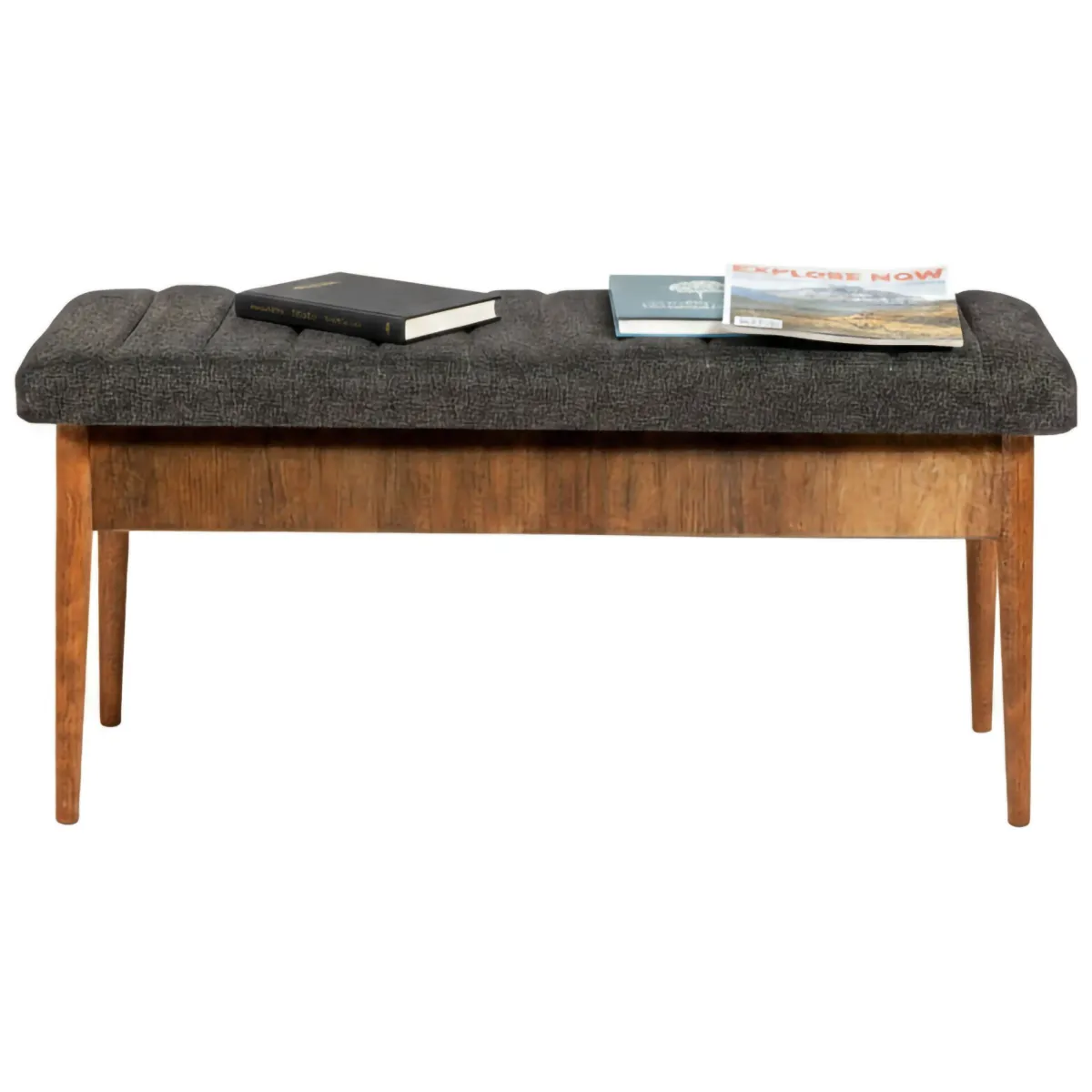 Panche > Dmora Panca Marrone Noce blu Peso Supportato 130 kg Colore Struttura blu 110x40x48h cm, Altezza Seduta 48 cm - Arielli Blu, Marrone Noce